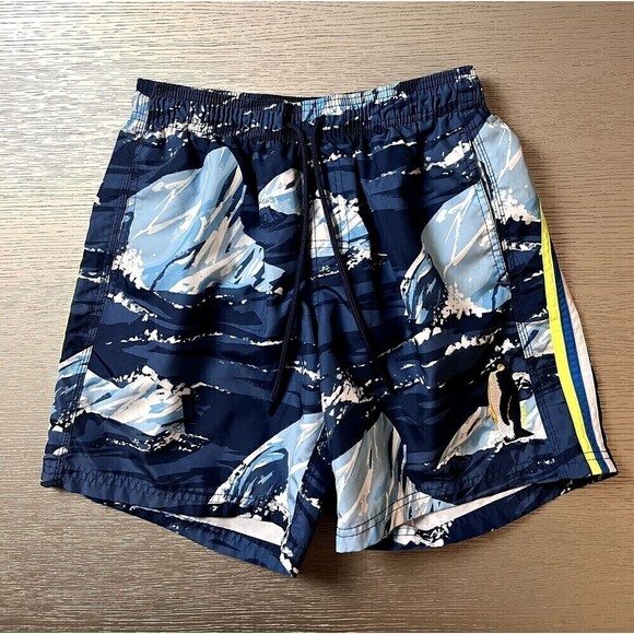 SUNDEK Iceberg Board Swim Trunks Blue w/Embroidered Penguin Men's Size Small New - Picture 1 of 9